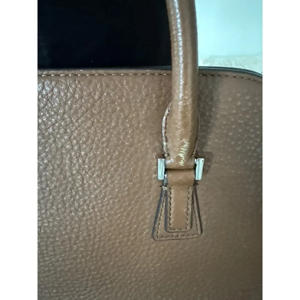 Michael Kors Brown Pebbled Leather Satchel Silver Hardware